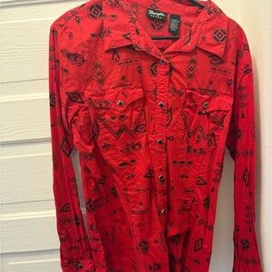 Wrangler Vibrant Red Geometric Shirt